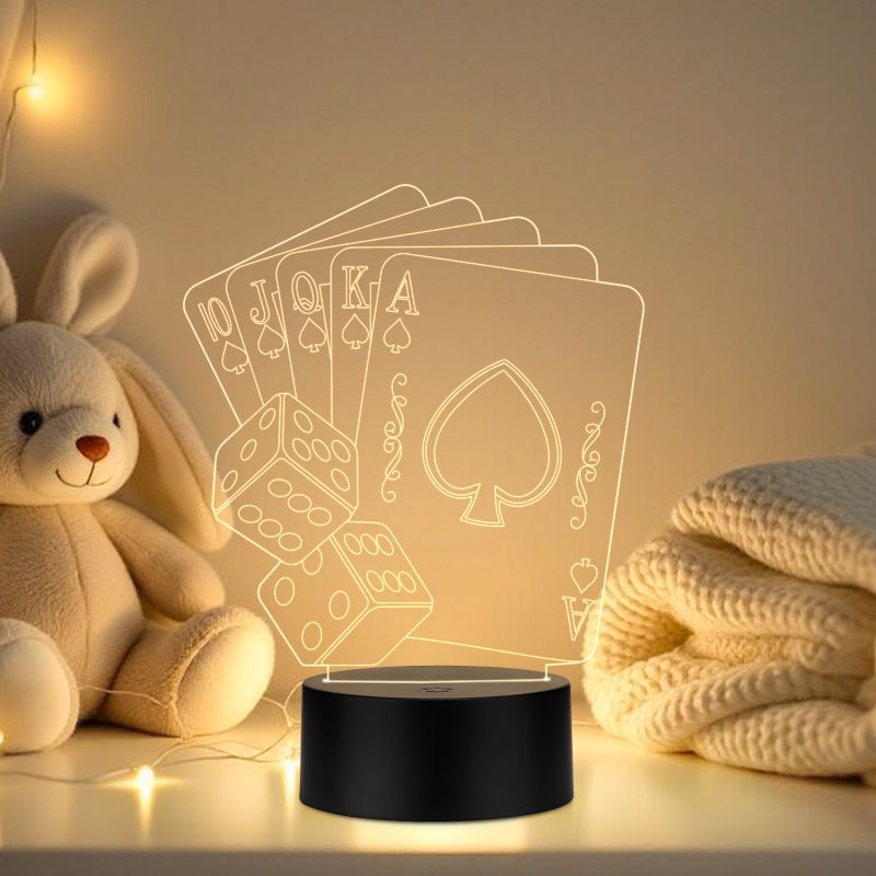 Playing Cards With Dice Night Lamp